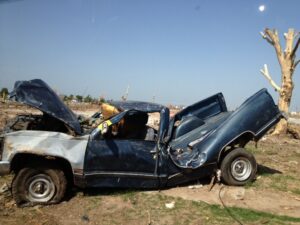 This is what 200-plus miles an hour wind can do to an automobile.