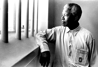 Nelson Mandela while in prison (photo courtesy of PBS).