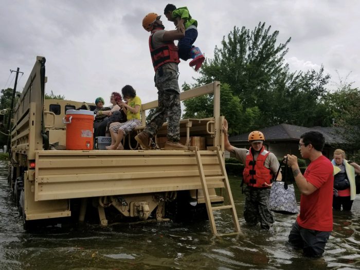 Texas National Guard Soldiers arrive in Houston to rescue stranded residents in flooded areas from the storms of Hurricane Harvey on Aug. 27, 2017. Credit: U.S. Air Force photo by 1st Lt. Zachary West