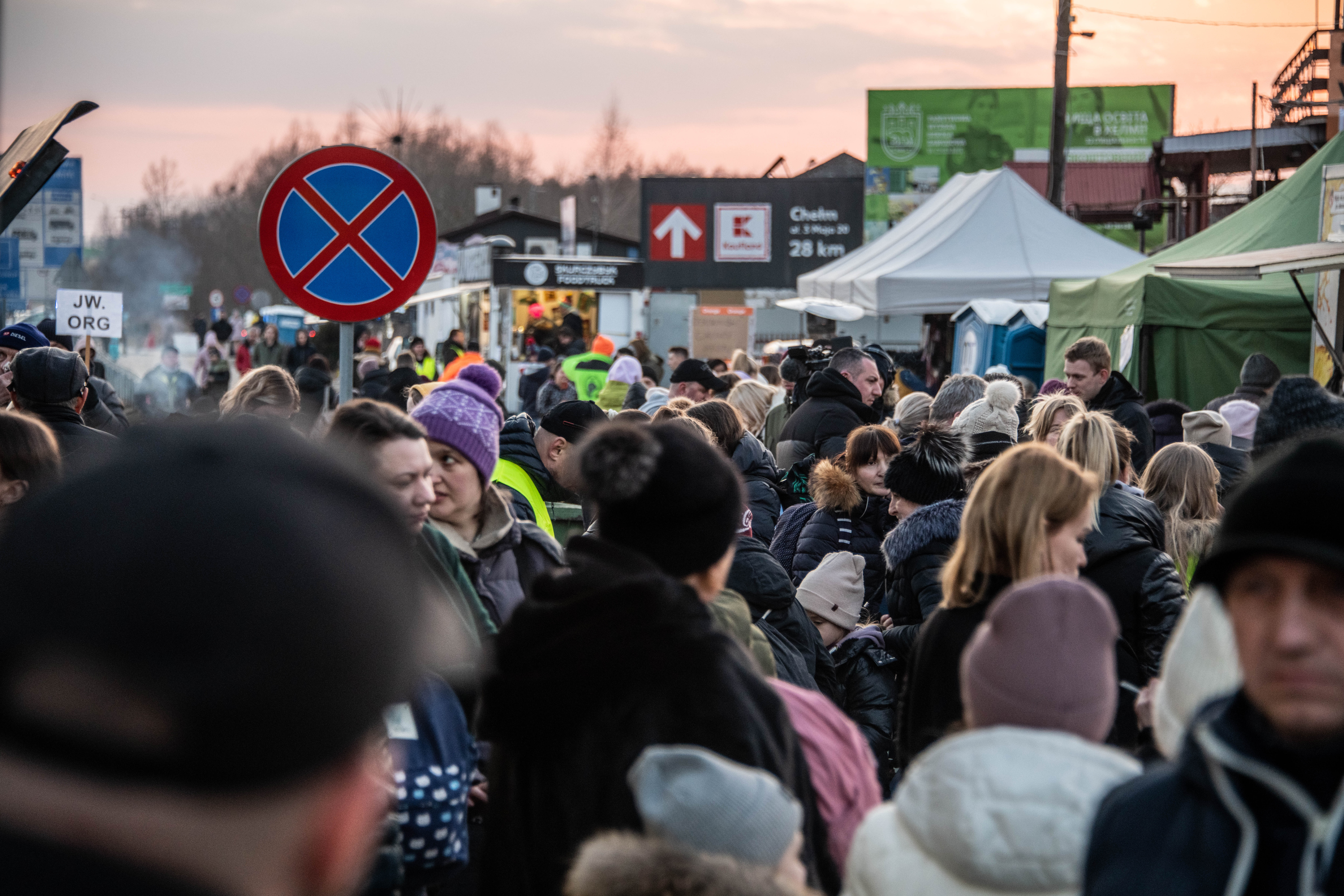 Refugees at Dorohusk in Poland fleeing fleeing from Russia’s invasion of Ukraine.